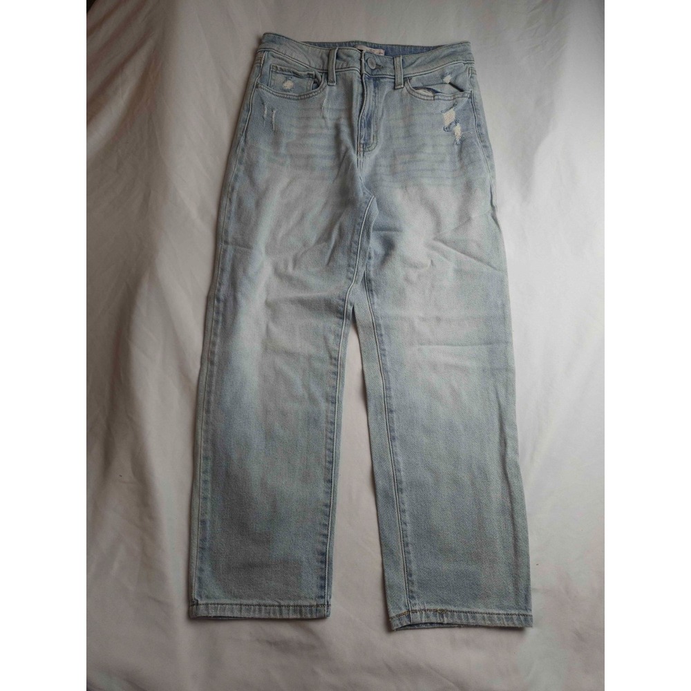 SO Jeans Womens Size 11/30W High Rise Straight Leg Light Wash Distressed Denim